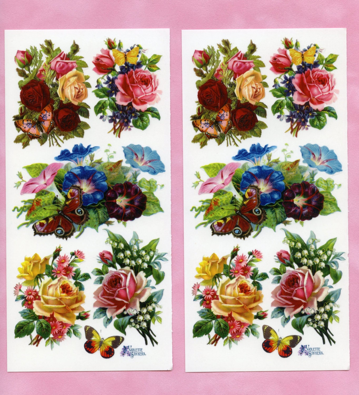 Colorful Bouquets STICKERS Rose Stickers Victorian Rose