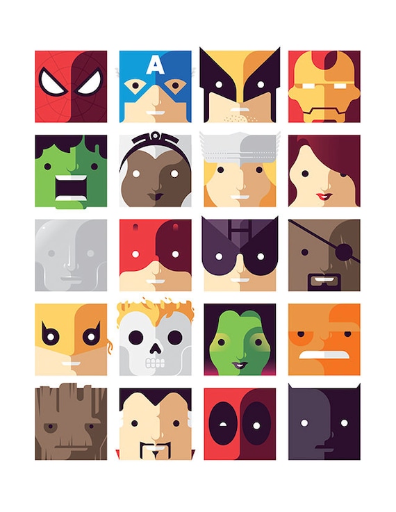 Marvel Poster Superheroes Art Print Avengers Cute Modern Kids