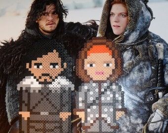 GAME THRONES Jon SNOW & Ygritte Perler Bead Magnets. So cold and chibi!