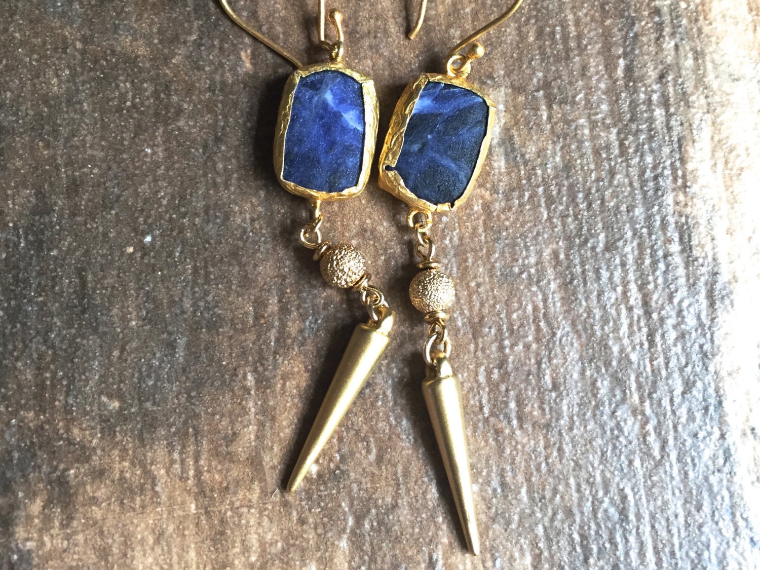 Lapis EarringsLapis Gold EarringsGold spike earringsGold