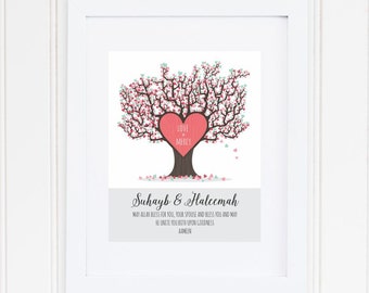 Islamic wedding gift, Islamic wedding quote - personalised islamic wall art print 8X10"