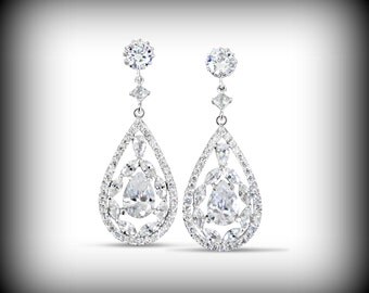 Crystal Chandelier Bridal Earrings Bridal Chandelier Earrings Wedding Earrings Swarovski Wedding Earrings Vintage Style Earrings