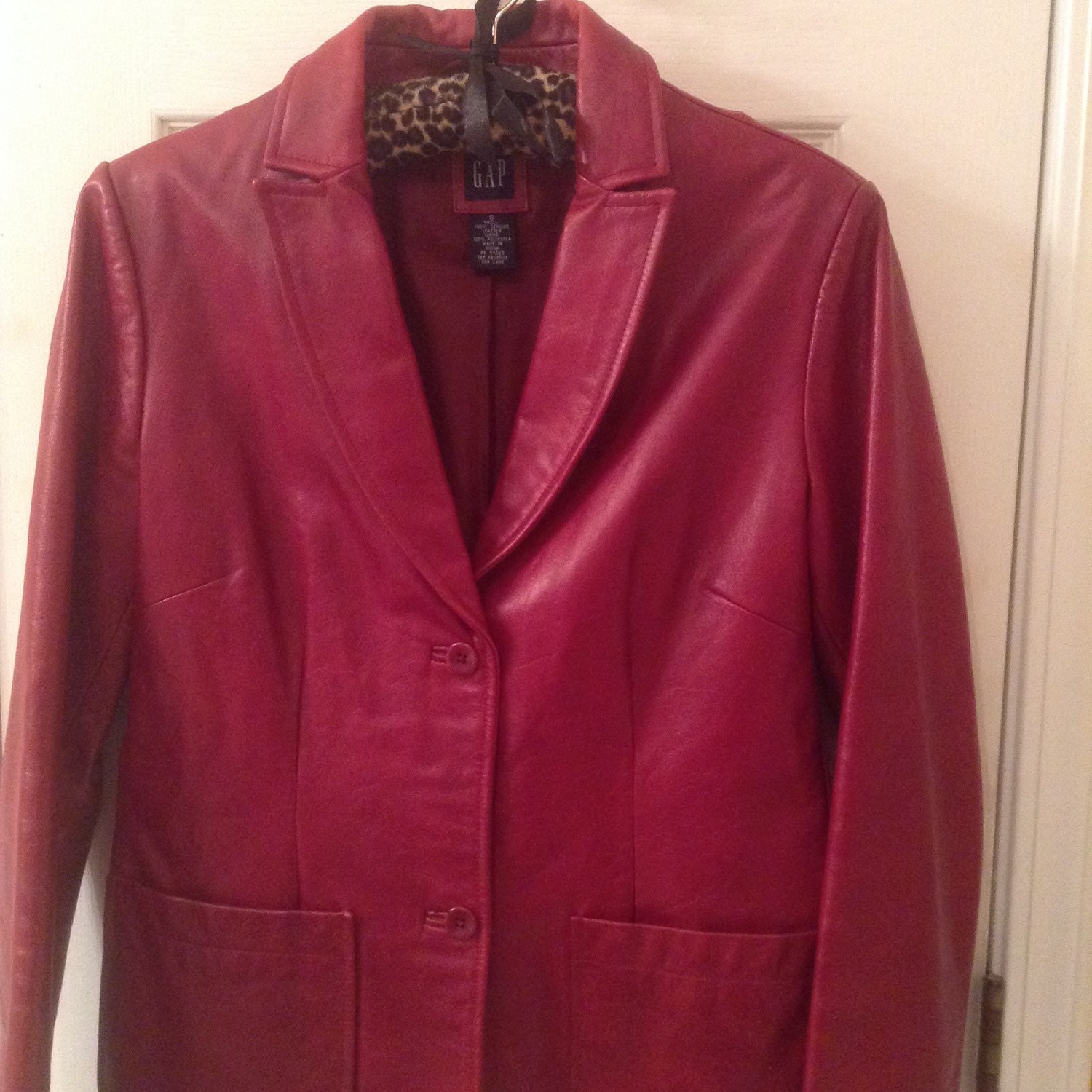 Ladies Red Leather Jacket Gap Size S / Vintage Gap Leather