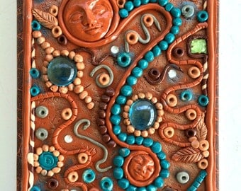 Altered Journal/Notebook Polymer Clay Cover OOAK