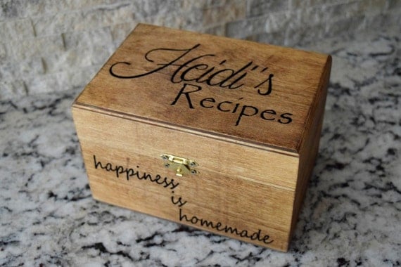 Recipe Box - Personalized Recipe Box - Housewarming Gift - Wedding Shower Decor - Wood Recipe Box - Mothers Day Gift - Christmas Gift by CountryBarnBabe