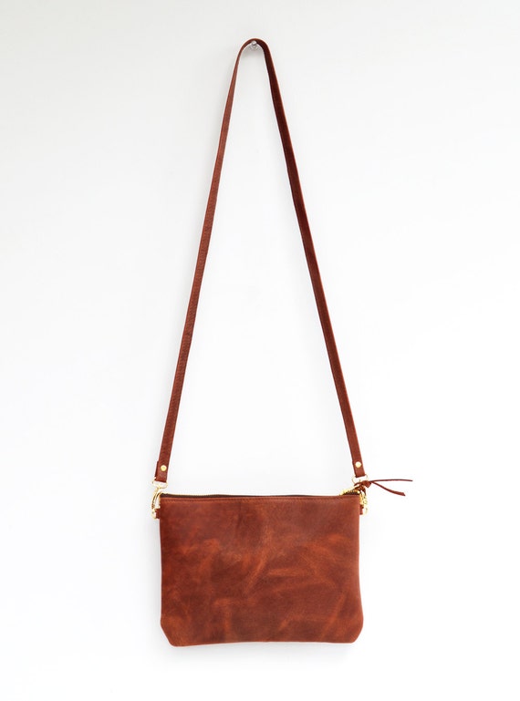 Simple leather crossbody bag in russet brown by ForestBags on Etsy