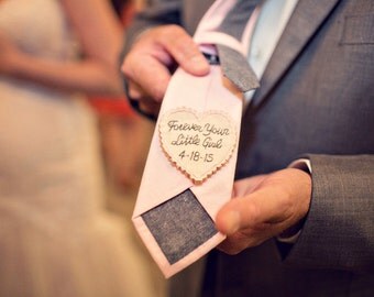 Father of the Bride. Father of the Bride gift. Gift for Dad. Tie Patch. Mens tie. Embroidery. Groom Gift. Hand Stitched Wedding Tie Patch.