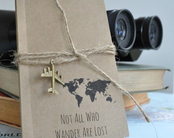 Not all who wander notebook, travel, pocket notebook, mini notebook, Not all those who wander, travel diary, map travel journal, handmade