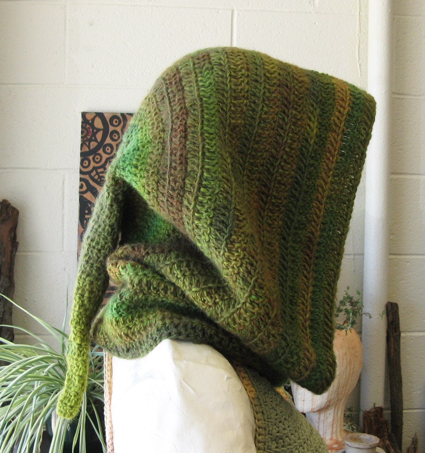 Elven Forest Hood Crochet Hood Wool Elven Hood Druid