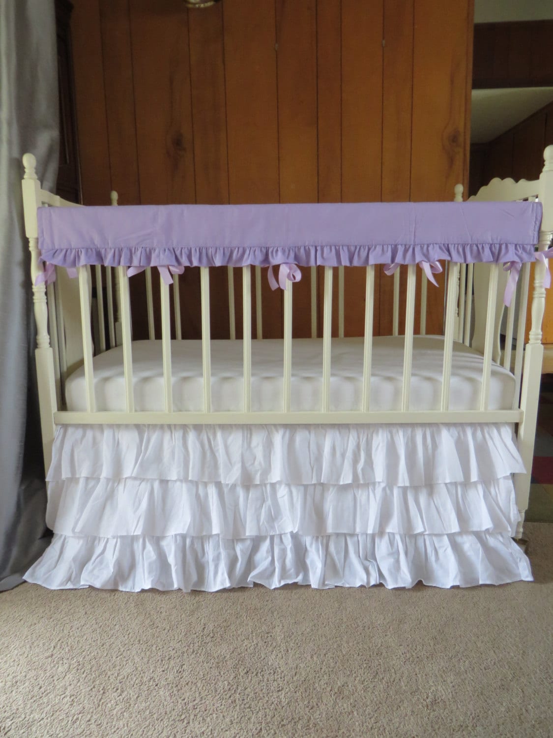 White Ruffle Crib Skirt. Lavender Ruffle Crib by sewwhatgrandma
