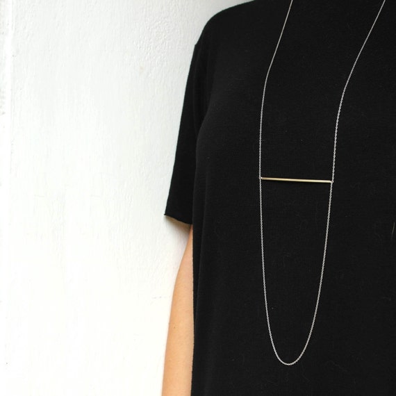 Bar necklace long silver necklace minimalist necklace handmade