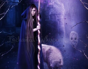 Items similar to Gothic woman print,Gothic Fantasy art,Woman and bunny ...