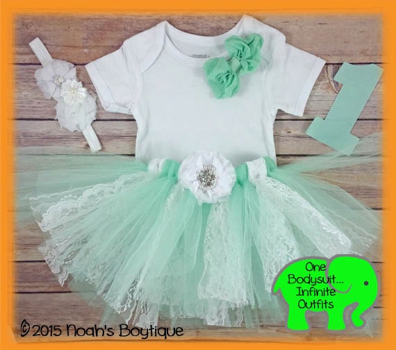 Baby Girl Mint Lace Dress - Lace Mint and White Tutu - Vintage Inspired - Baby Girl Clothes - Cute Baby Girl Outfit - Girly - First Birthday by NoahsBoytiques