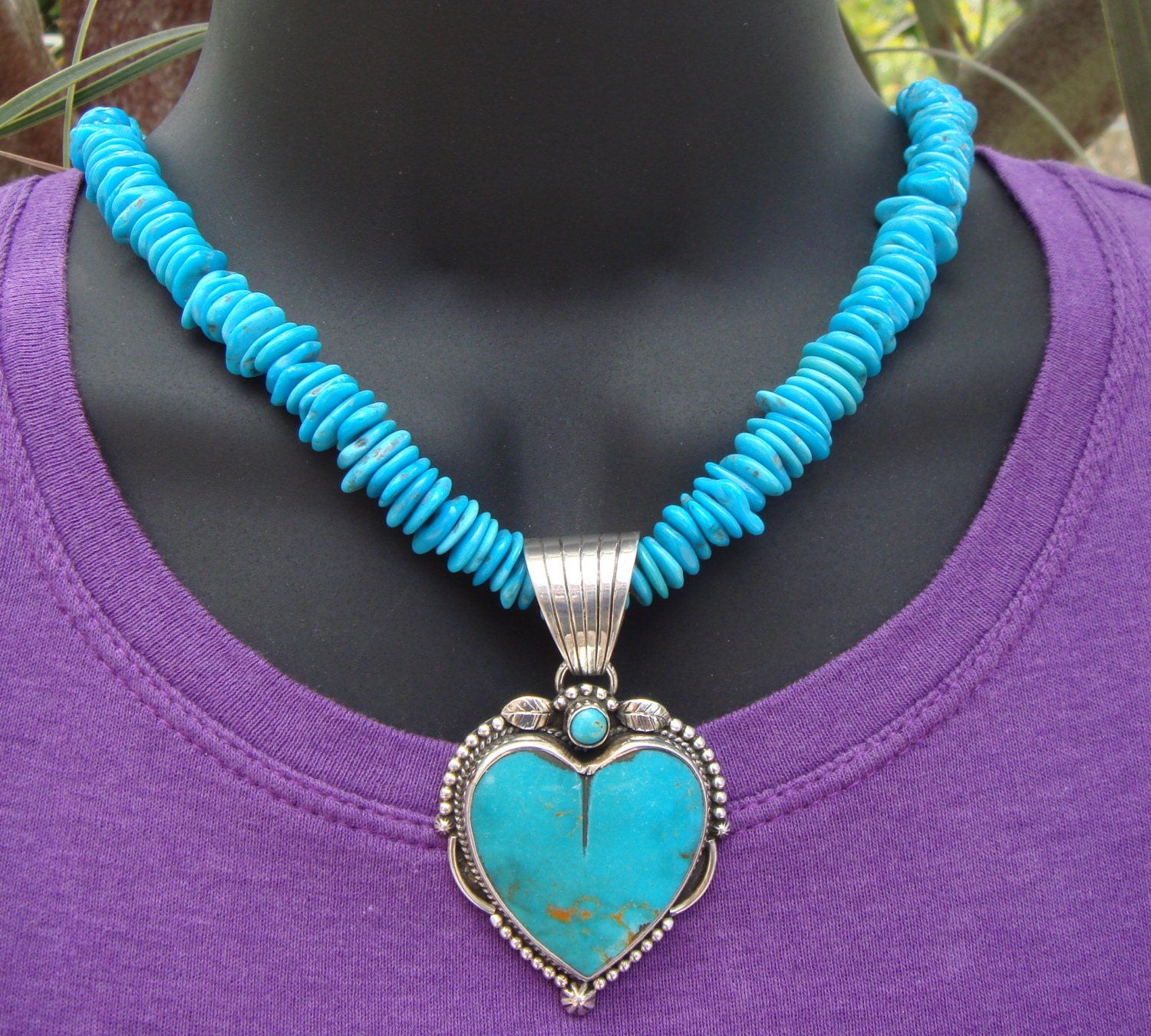 Turquoise Heart Necklace Sleeping Beauty Turquoise Necklace