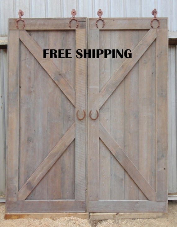 X Brace Double Sliding Barn Door Room Divider Horseshoe Track