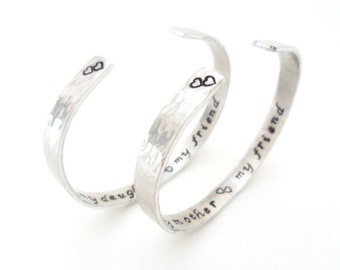 Mother Daughter Bracelet Set, Textured, A Pair TWO Bracelets, Friendship, LoVe Bracelets. Customizable