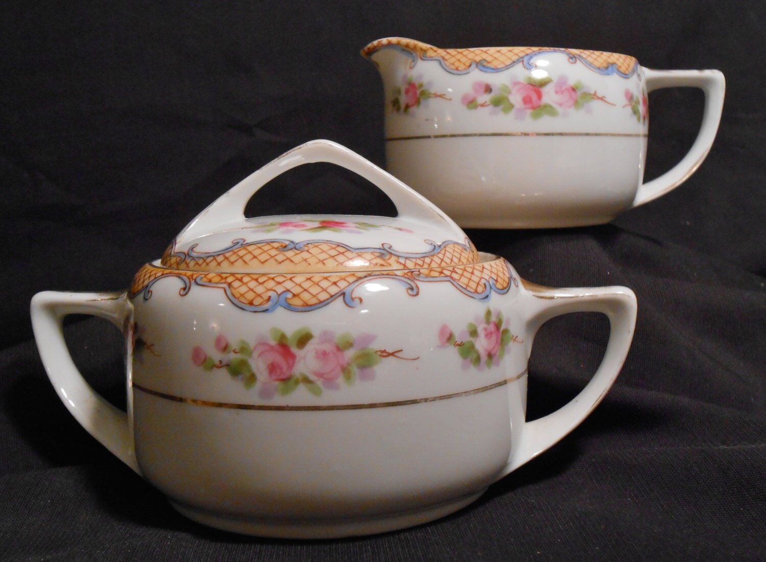 NIPPON Rising Sun Sugar & Creamer Hand Painted