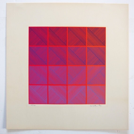 Japanese Print. Geometric Abstract by MOMA artist Aijiro