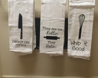 Song Lyric Kitchen Towels, Graduation Gift, Hostess Gift, Housewarming Gift, Wedding Gift, Monochrome, Tea Towel, Father's Day Gift
