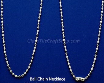 100 Sterling Silver Plated Ball Chain Necklaces, 24 Inch. Perfect for Pendants. (24INSBC)