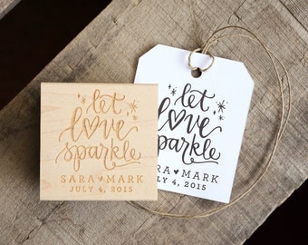 Let Love Sparkle Stamp for Wedding Sparkler Tags. Wedding Favors Tag with Wedding Date. Sparkler Send Off. Matches Favor. Wedding Exit.