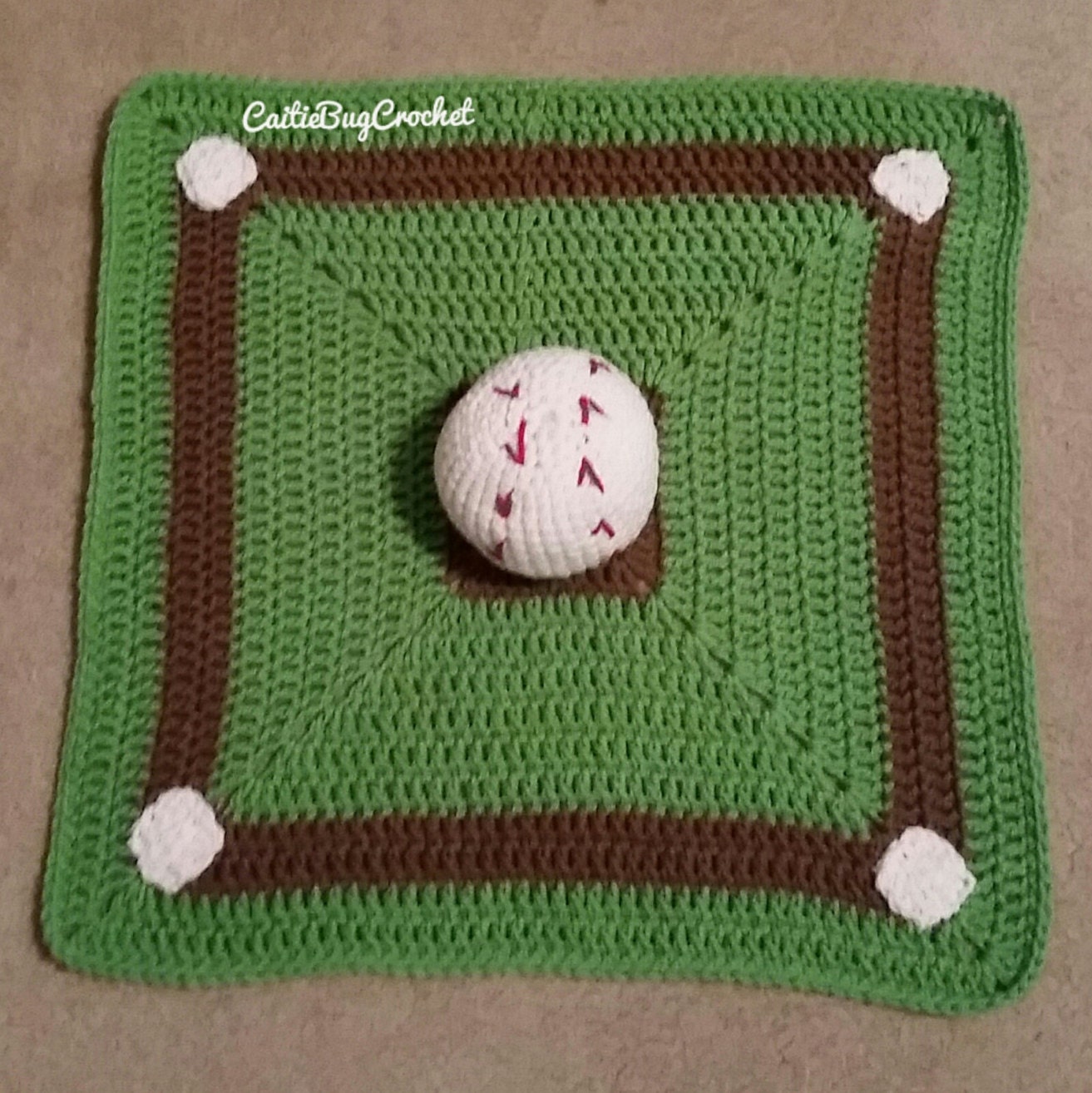 Crochet Baseball Lovey Blanket