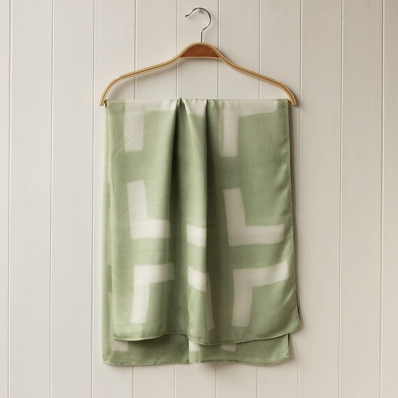 Items similar to Naturally Dyed Bamboo Scarf - Geometric Green on Etsy