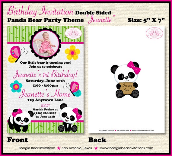 Panda Bear Birthday Party Invitations 10