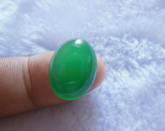 Free Delivery Natural green chalcedony oval cabochon ring
