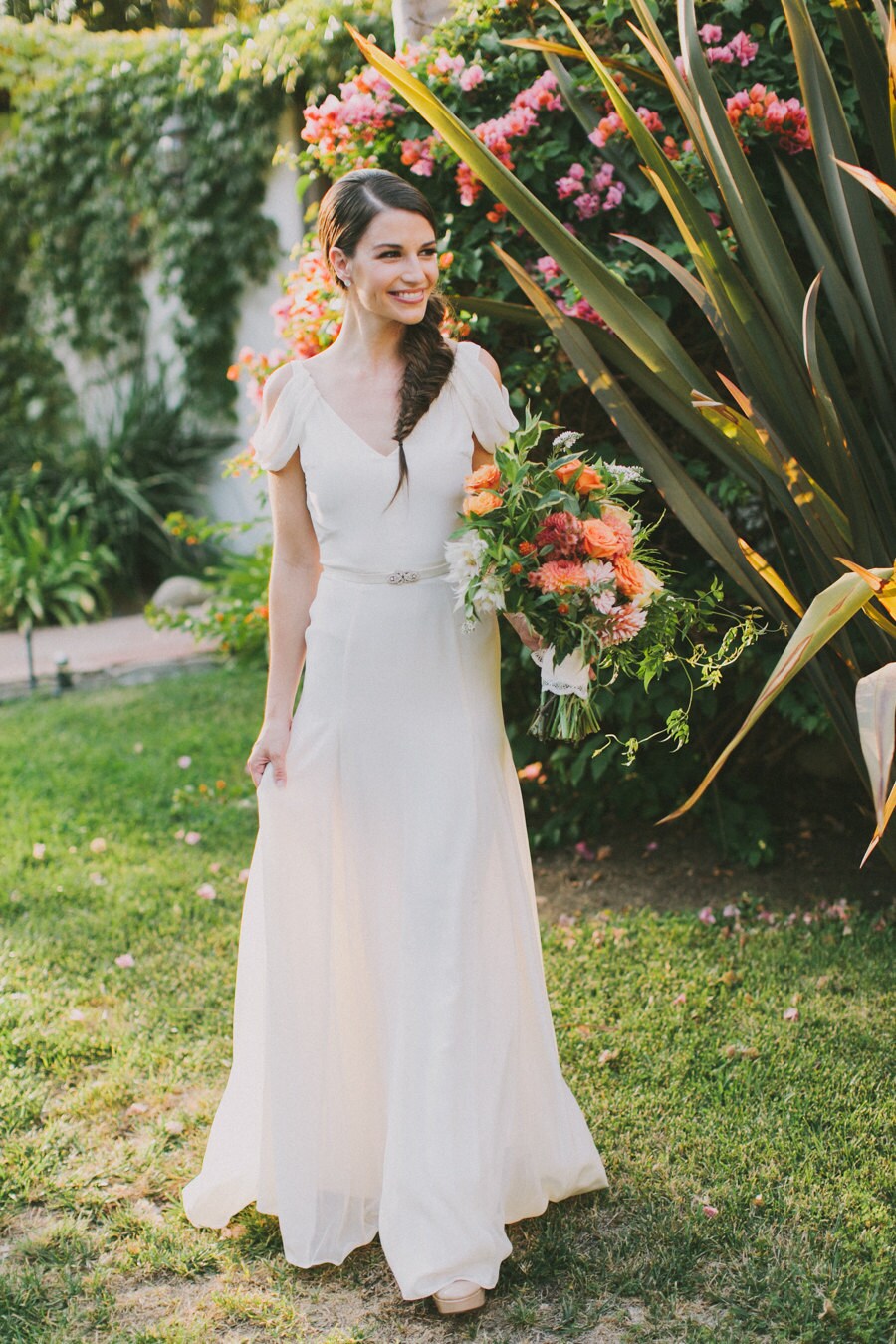 ivory-silk-crepe-draped-sleeve-wedding-gown-vintage-inspired