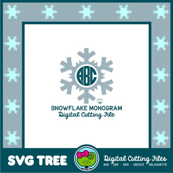 Download Snowflake Monogram Frozen Monogram SVG DXF Digital by SVGTREE