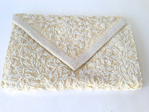 Vintage Beaded Seed Bead and Sequin Envelope Style Clutch Evening Bag ... Vintage Beaded Seed Bead and Sequin Envelope Style Clutch Evening Bag ...