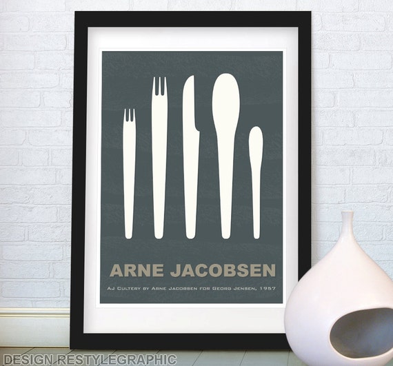 Spoon Fork Knife Kitchen art print Danish design by 