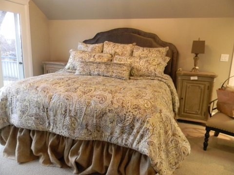 Burlap bed skirt Queen size 60 in x 80 in Ruffled by ...