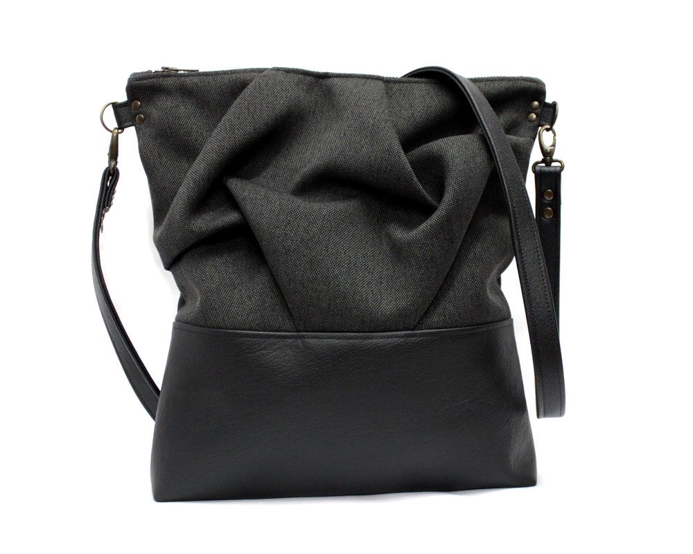 Black Crossbody Bag Vegan Leather Bag Black Messenger