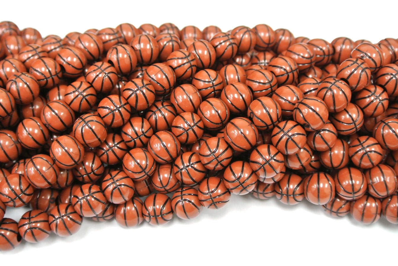 Basketball Beads Sports Beads 1 Strand Round Acrylic by ADBEADS