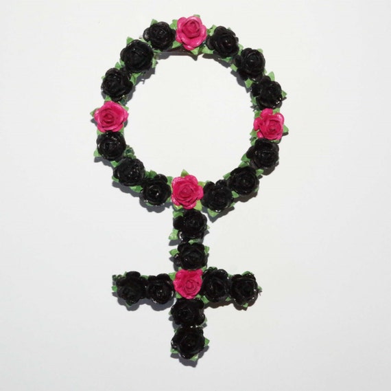 Feminist rose flower pin feminism girlpower roses feminists