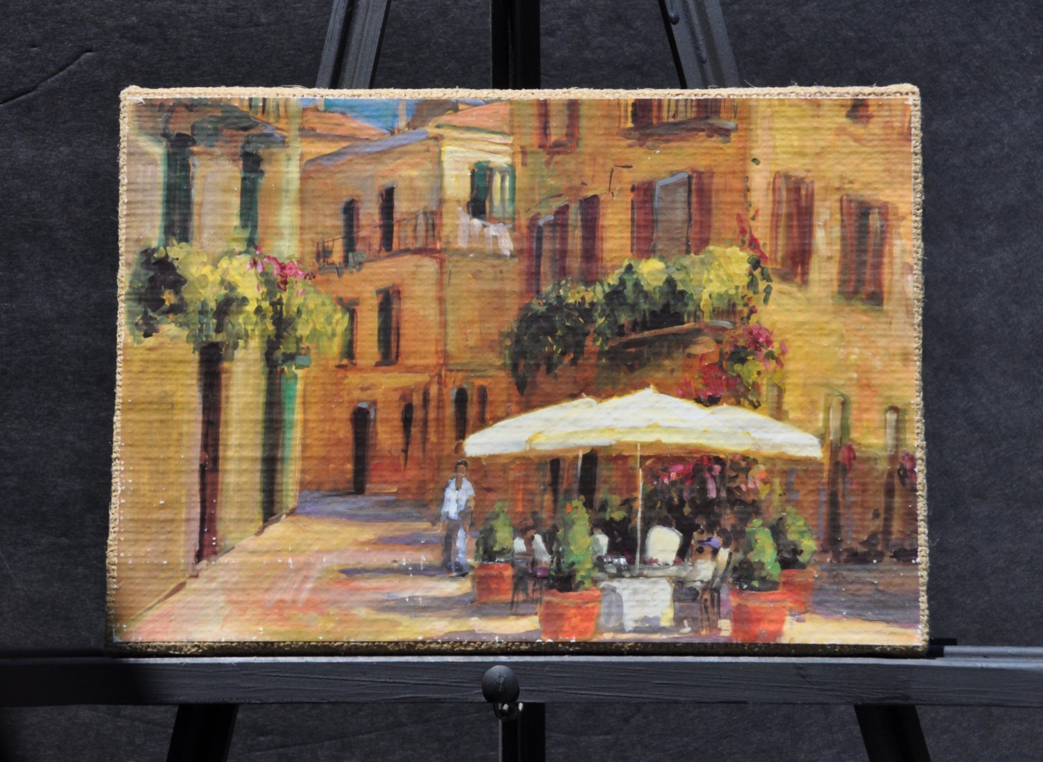 Vintage Wall Art Italian Cafe Scene Mounted by FabsAndFaves