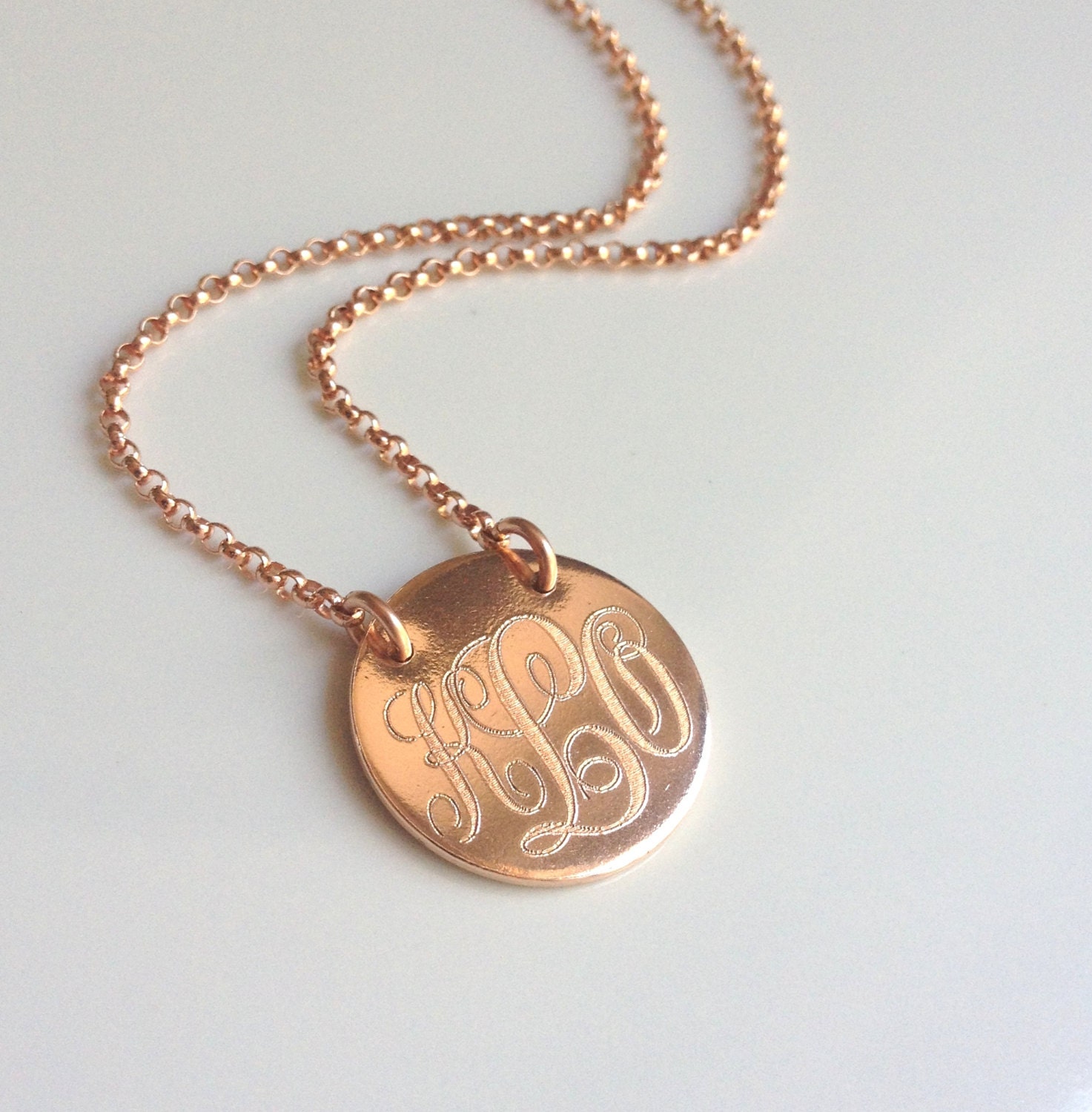 Rose Gold Monogram Necklace Initial Necklace Personalized