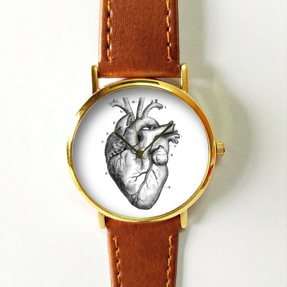 Human Anatomy Heart Watch Vintage Style Leather Watch Women