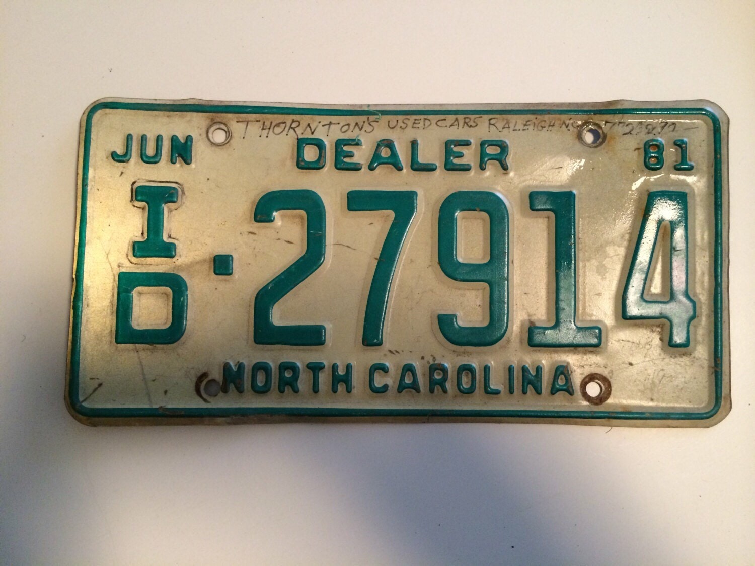 1981 North Carolina Dealer License Plate by SoaringHawkVintage
