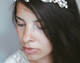 Custom made bridal headpiece - wedding tiara - bridal flower crown - wedding headband - sterling silver tiara - flower tiara - wreath