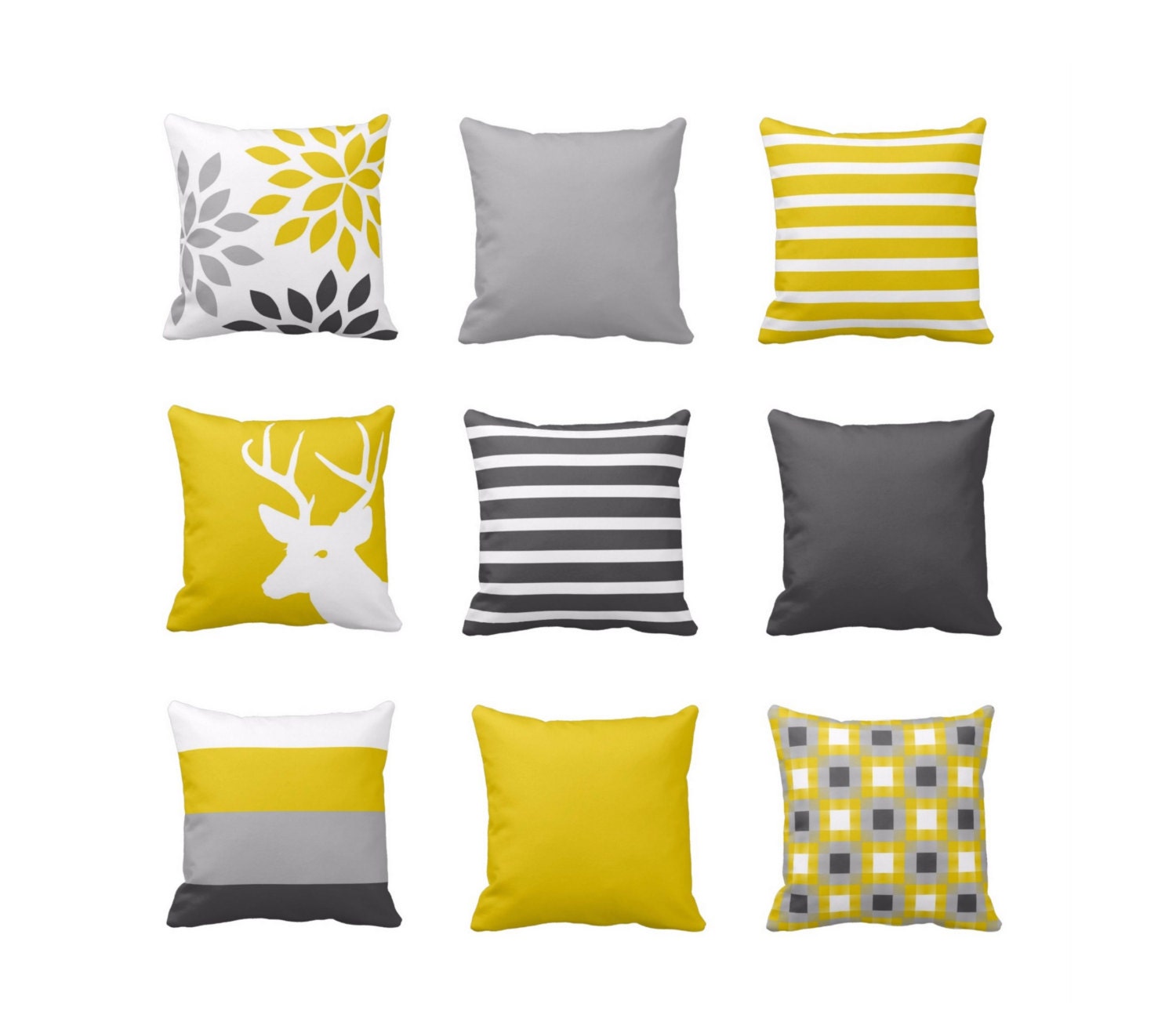 Throw Pillow Mustard Yellow Grey White Couch by HLBhomedesigns