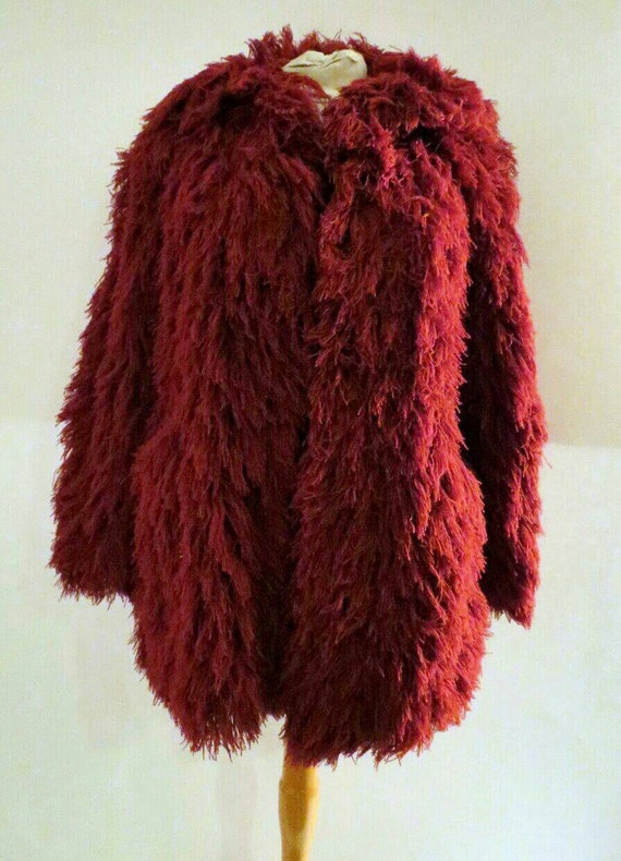 RARE Vtg. 80s Burnt Blood Red SUPER Shaggy Coat by AquaDystopia