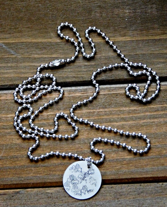 Hamsa Necklace Hand of Miriam Amulet Hamsa Stamped Necklace