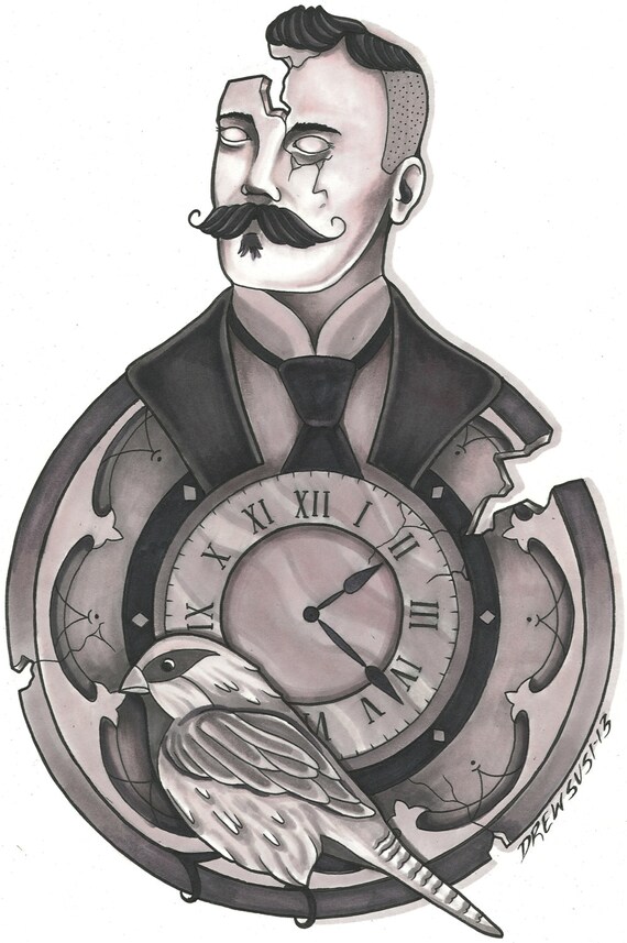 Clock Man Print by DrewsArtWorks on Etsy