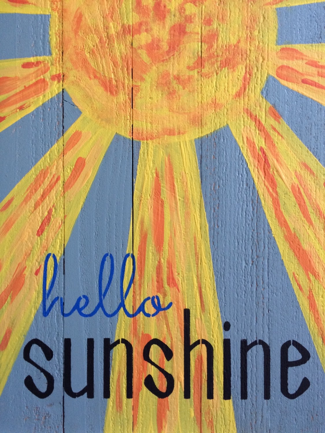 Hello Sunshine wood plank sign wall decor by highplainsknotwork