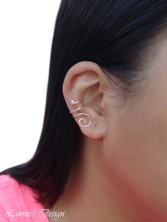 Light Pink Ear Cuff No Piercing Earrings Wire by LanniesDesign