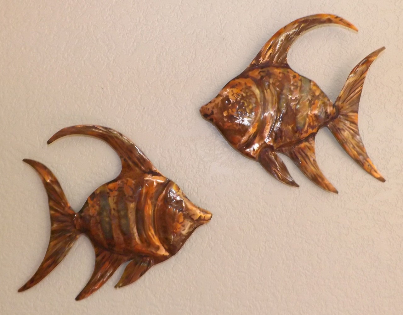 Copper Angel Fish Wall Art Sculpture
