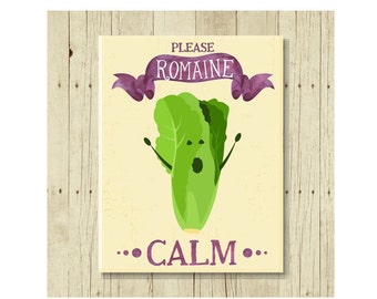 Funny Magnet, Romaine Calm, Food Pun, Gift for Chef, Romaine Lettuce, Lettuce Pun, Cute Fridge Magnet, Cute Magnets, Gifts Under 10